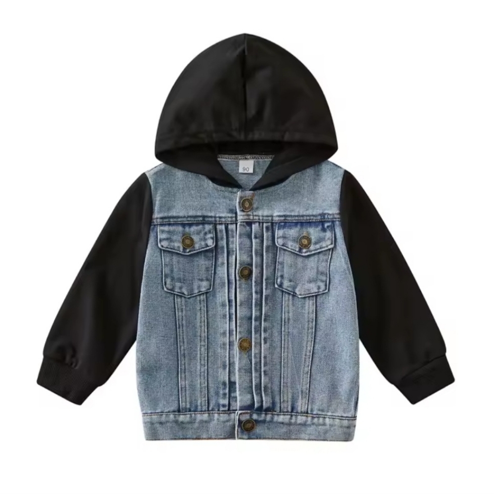 Kids Denim and Black Hooded Jacket